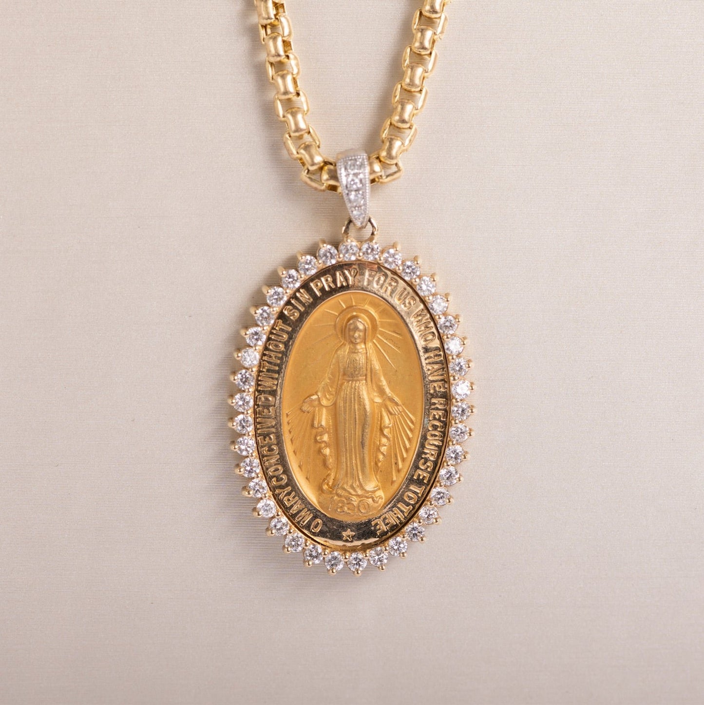 Diamond Blessed Mother Pendant