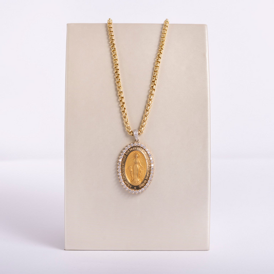 Diamond Blessed Mother Pendant