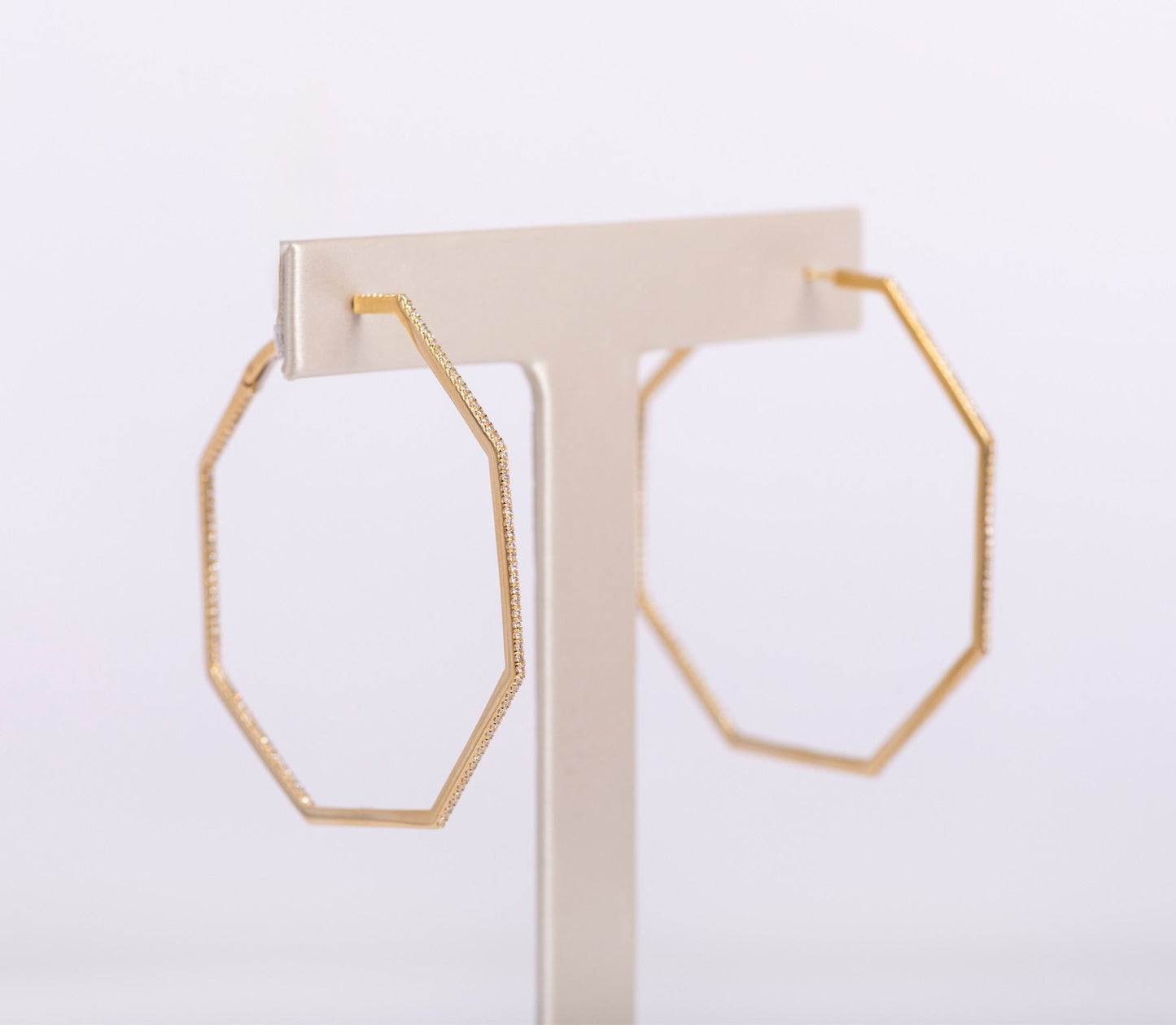 Diamond Octagonal Hoop Earrings