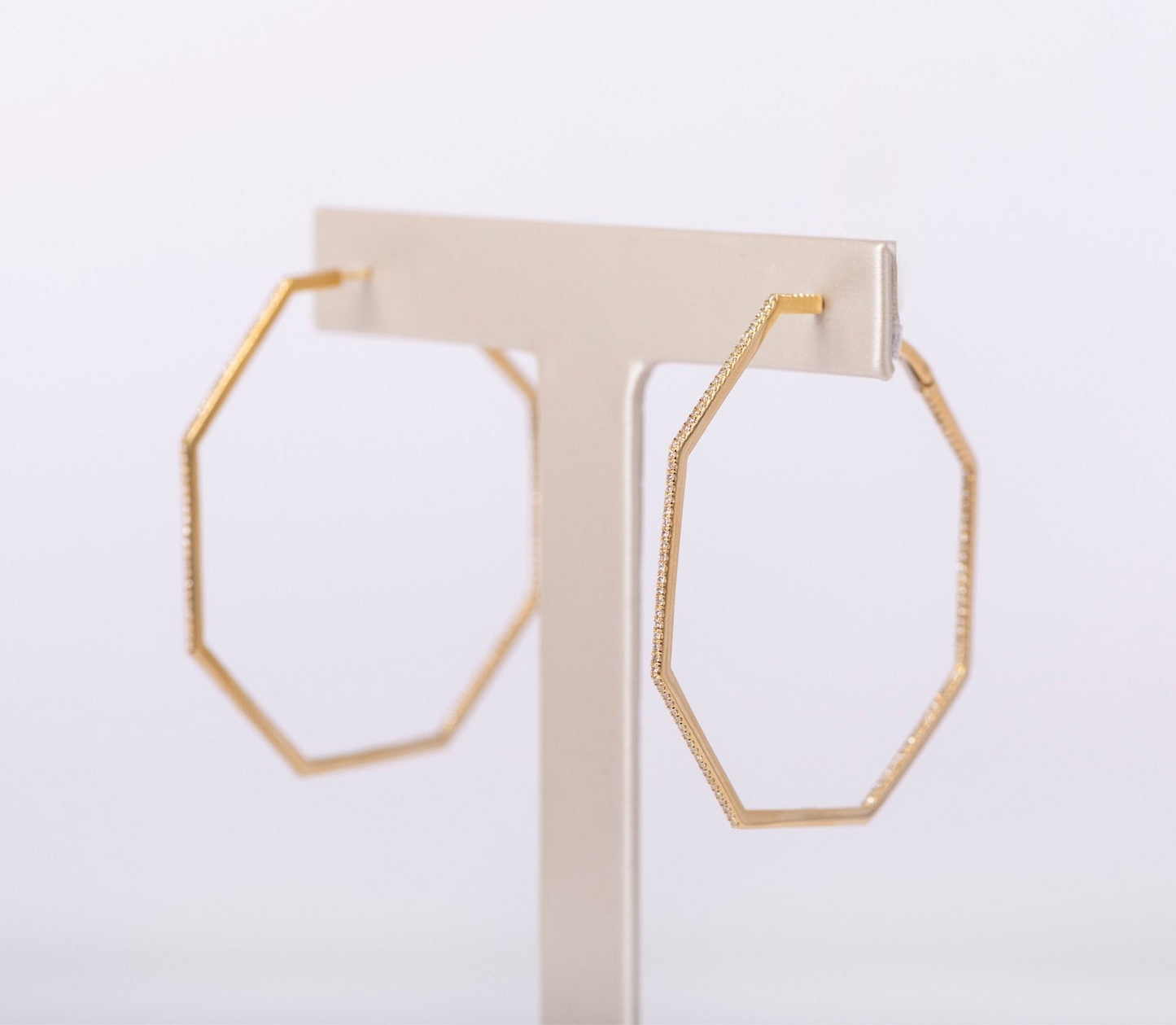 Diamond Octagonal Hoop Earrings