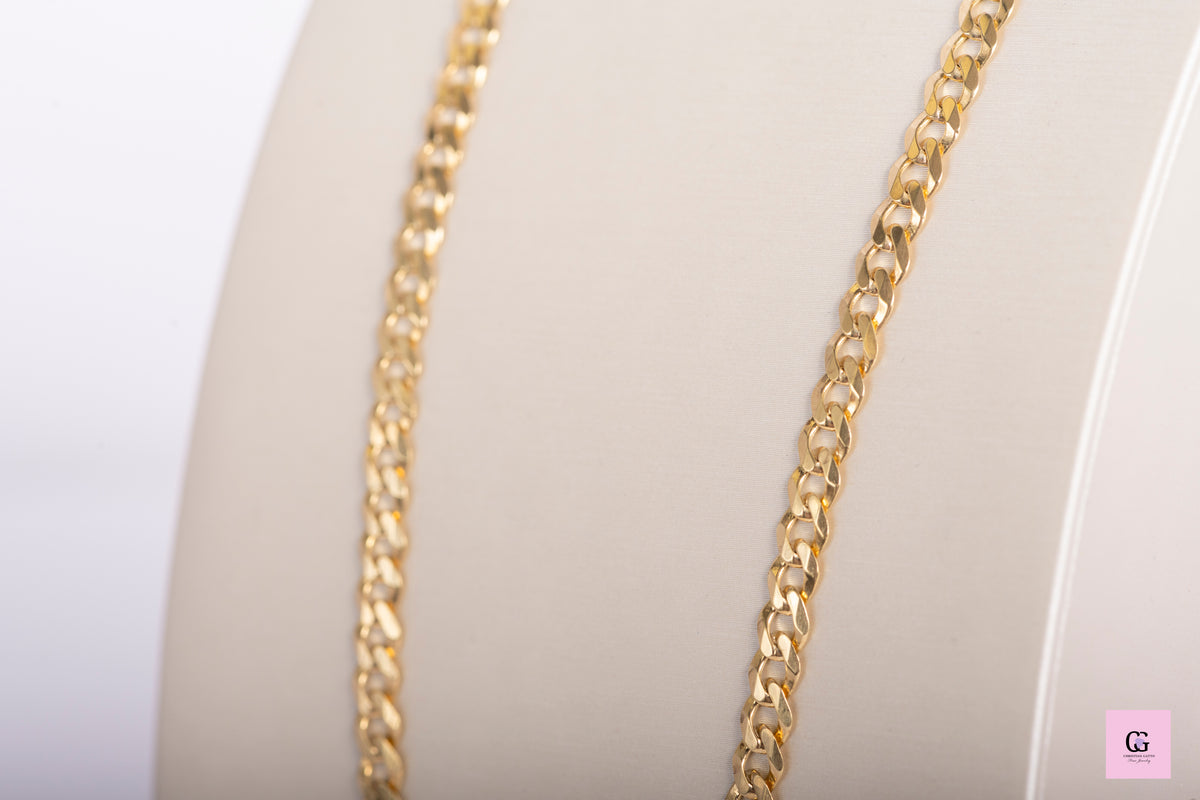 9ct Solid Yellow Gold 4mm Flat Curb Chain Link Necklace 16 9ct Solid Yellow Gold 4mm Flat Curb Chain Link Necklace 16